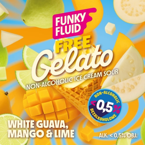 Bière Funky Fluid Free Gelato White Guava, Mango & Lime sans alcool 0,5%