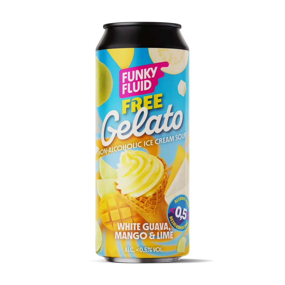 Bière Funky Fluid Free Gelato White Guava, Mango & Lime sans alcool 0,5%